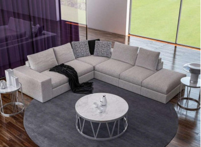 White Corner sofa Upholstery Corner suite Luxury L-shape Sofas Modern Design